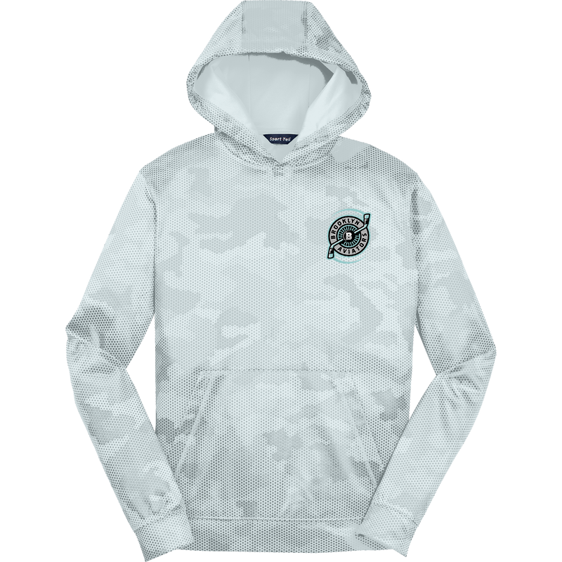 Brooklyn Aviators Youth Sport-Wick CamoHex Fleece Hooded Pullover